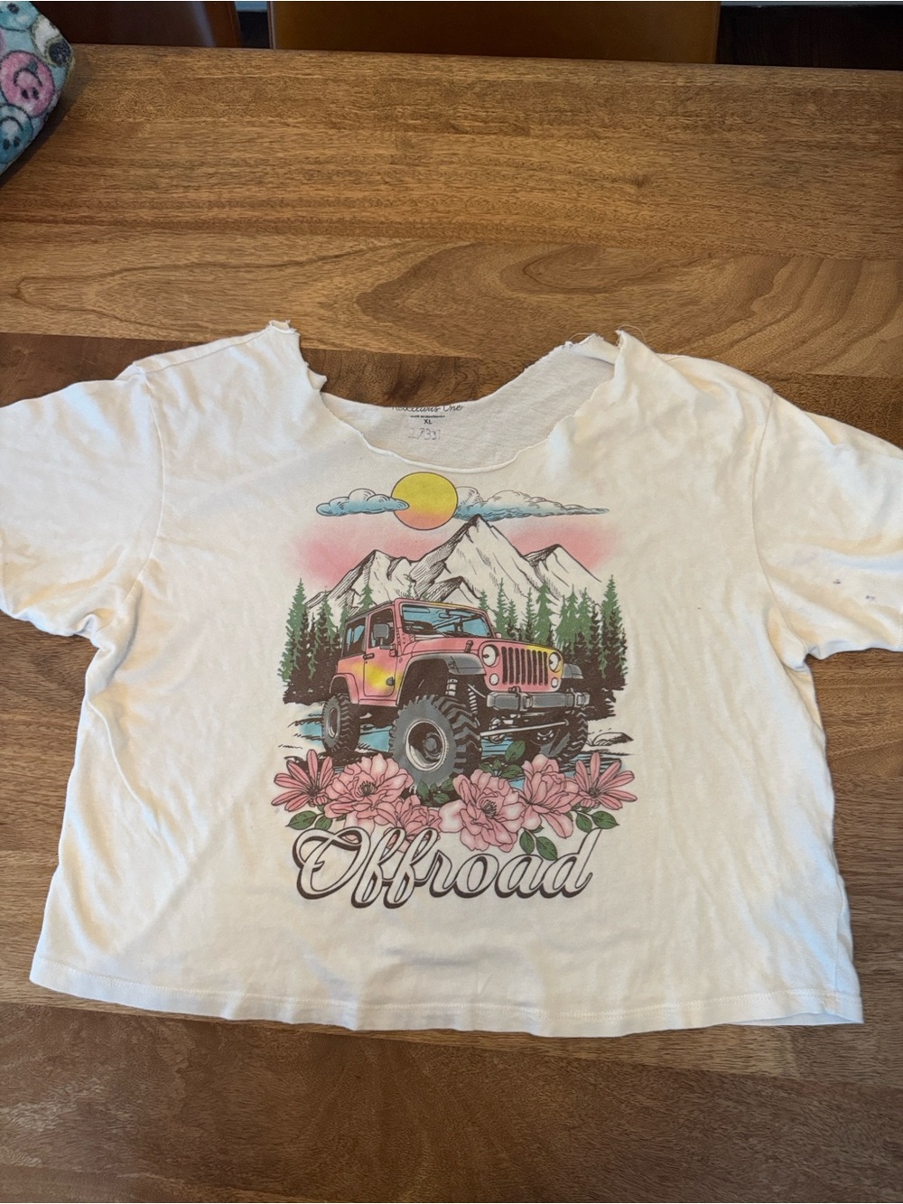 White Kids Offroad Graphic Tee with Pink Jeep Design
